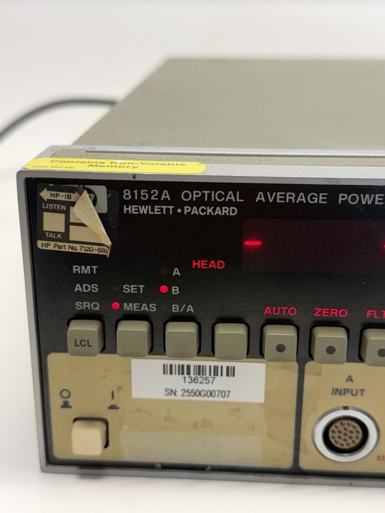 HP 8152A Optical Average Power Meter - Power tested, functions untested
