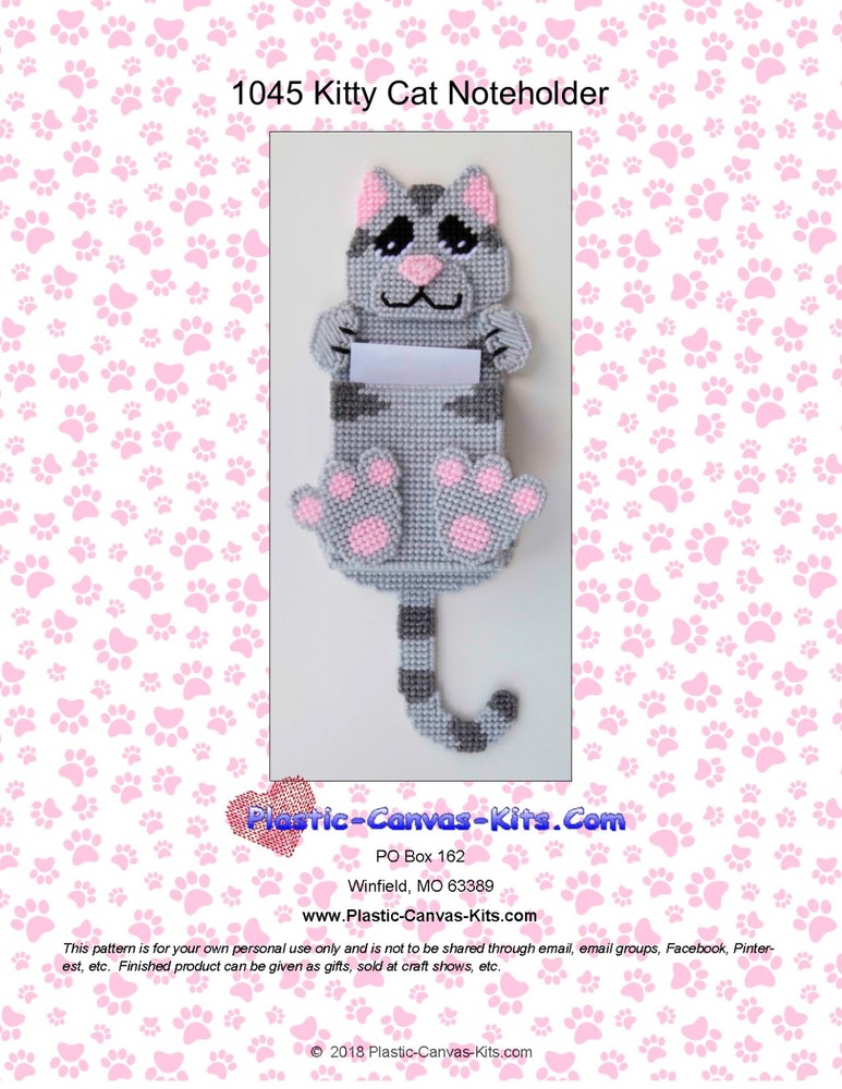 Kitty Cat Magnetic Note Holder- Plastic Canvas Pattern or Kit