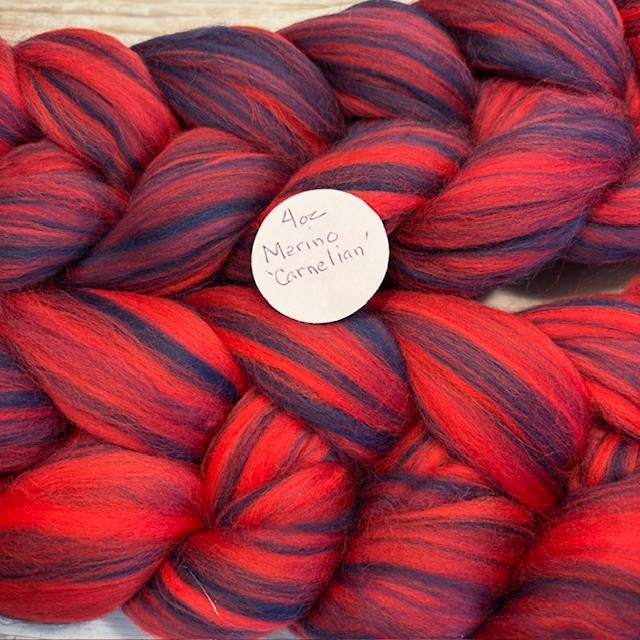 Merino Roving Blend "Carnelian" 4 oz braid