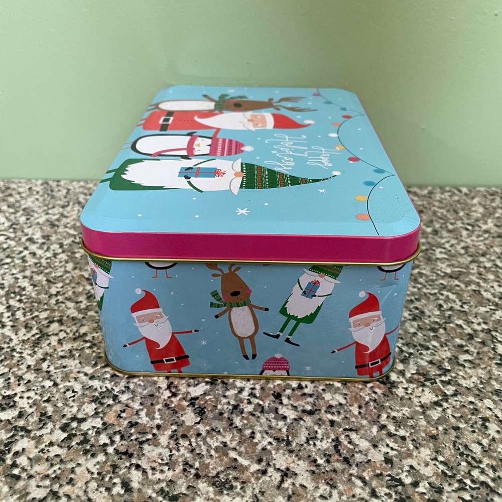 Tin Christmas Holiday Rectangular Box Empty Container Greenbrier International