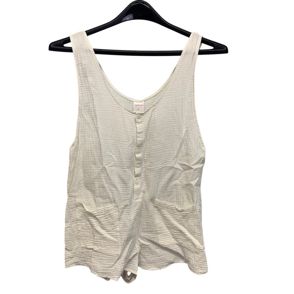 Xhilaration Womens Medium White 100% Cotton Front Button Textured Romper