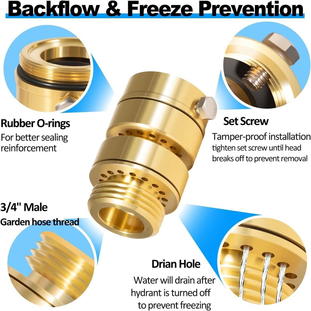 PK1400 3/4"Hose Thread Self-Draining Vacuum Breaker Connector Backflow Preventer