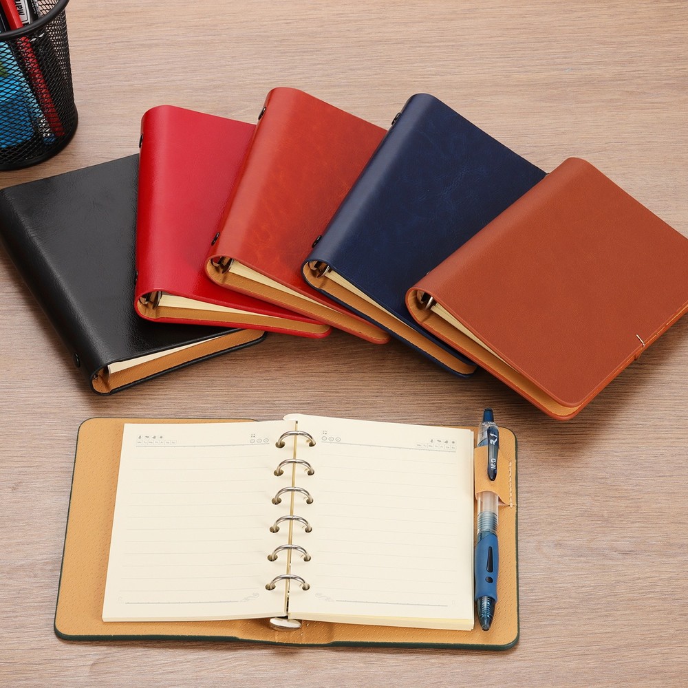 6 Ring Binder Cover 2 Pack A7 Notebook Binder 50 Sheets Line Paper, Red