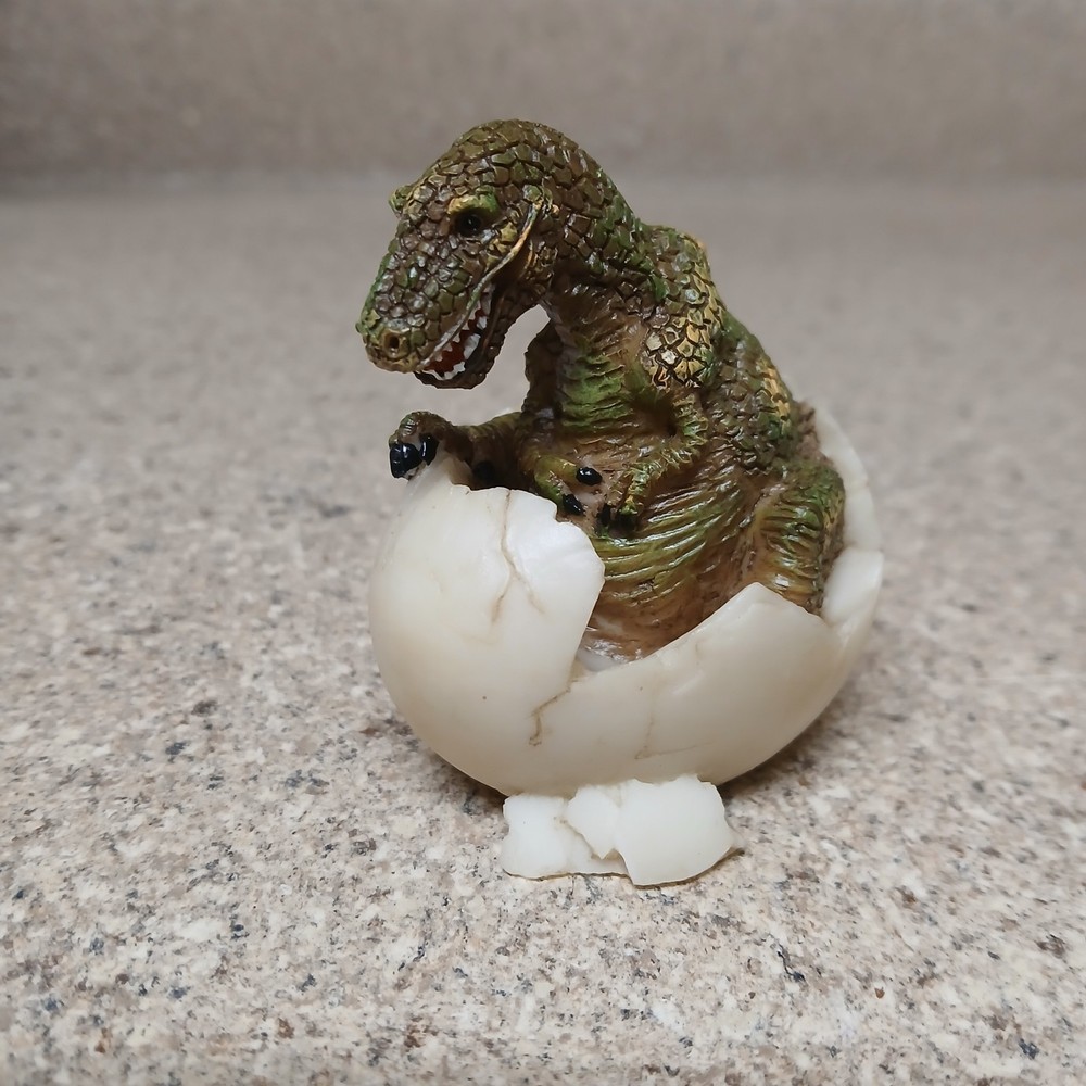 Vintage T-Rex Hatching Stone Resin Egg 2.5" Tall