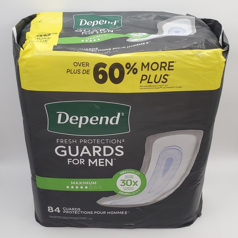 Depend Mens Guards 84ct Maximum Absorbency Bladder Control Pads Dry Odor Shield