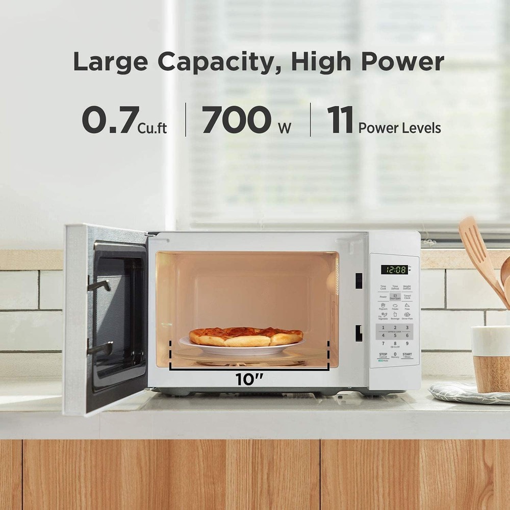 Energy-Efficient 700W Countertop Microwave with Sound Control & ECO Function