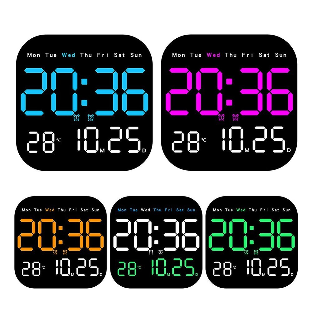 Large LED Wall Clock with Temperature Date Week Display Remote Control