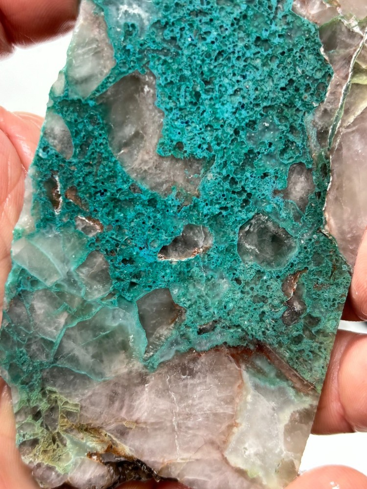 Spiderweb Chrysocolla in Quartz Slab Cabbing Lapidary Combo Ship Avail