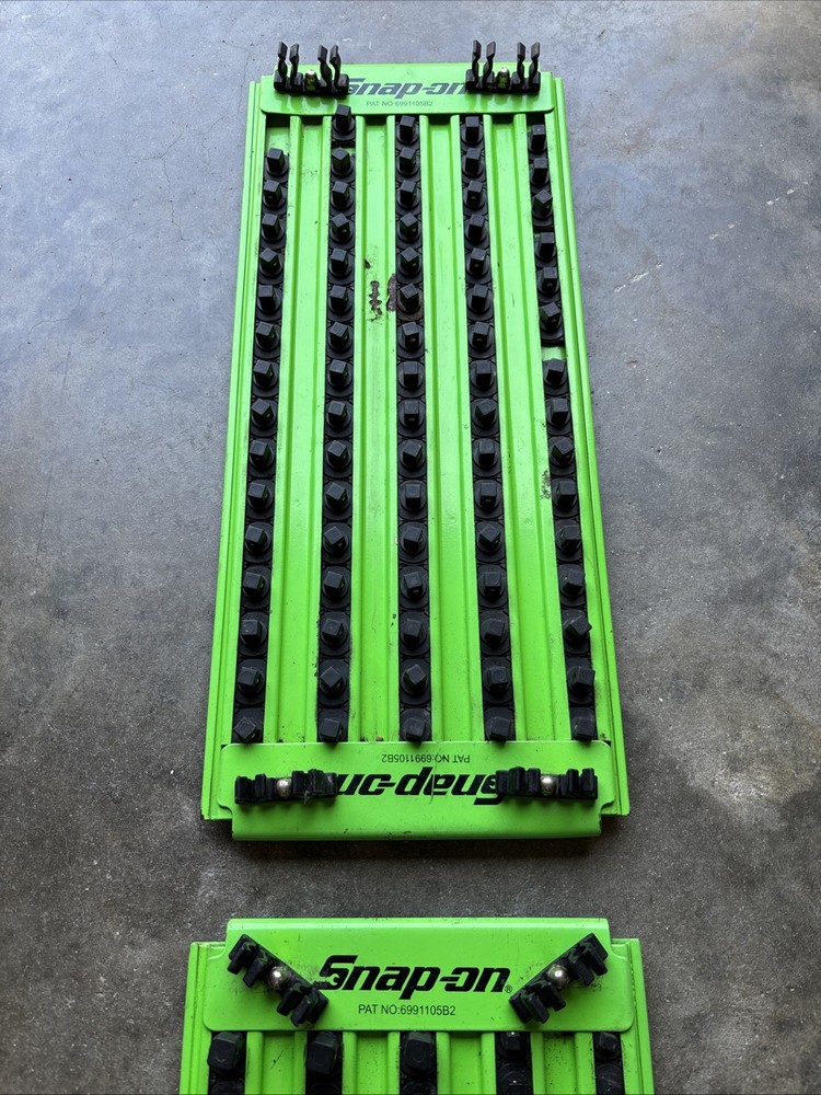 (2) Snap-On Tools 20” Combination Drive Lock-A-Socket Tray Green