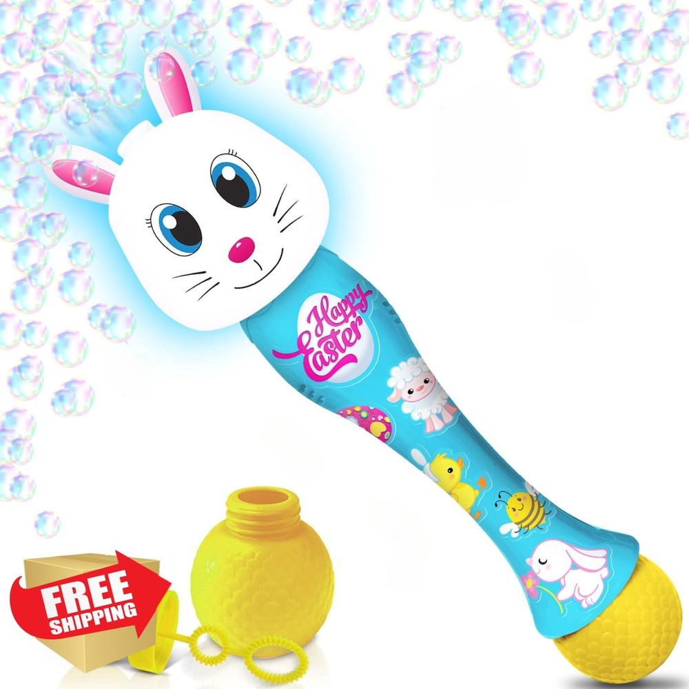 ArtCreativity 14" Easter Bunny Bubble Wand Light Up Automatic Bubble Maker Kids