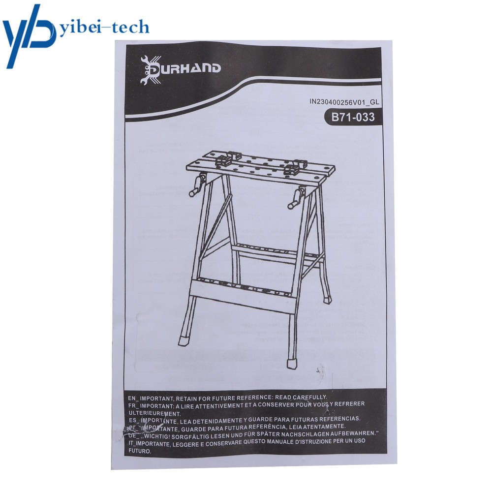 220lbs Capacity Adjustable Folding Workbench with Protractor & Built-in Ruler