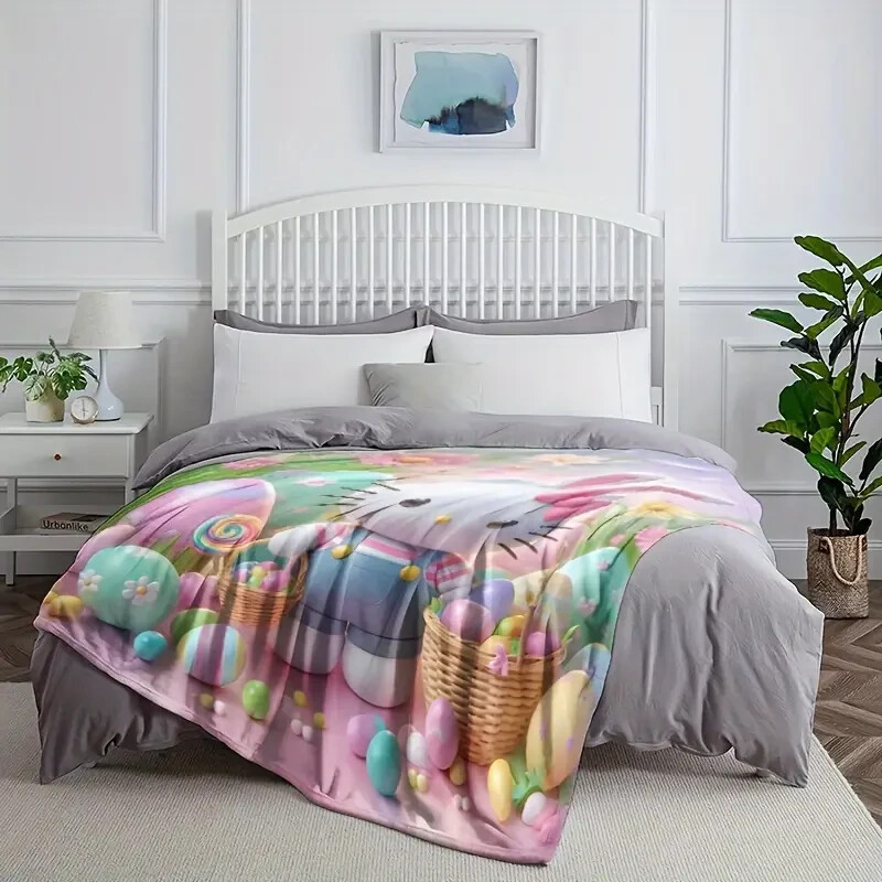 SANRIO HELLO KITTY EASTER BUNNY THROW BLANKET SOFT & LIGHTWEIGHT 59X78