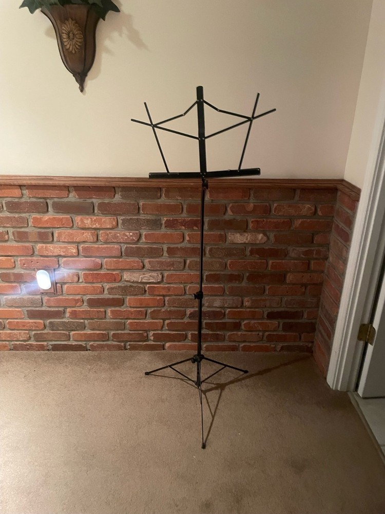 folding music stand used, black
