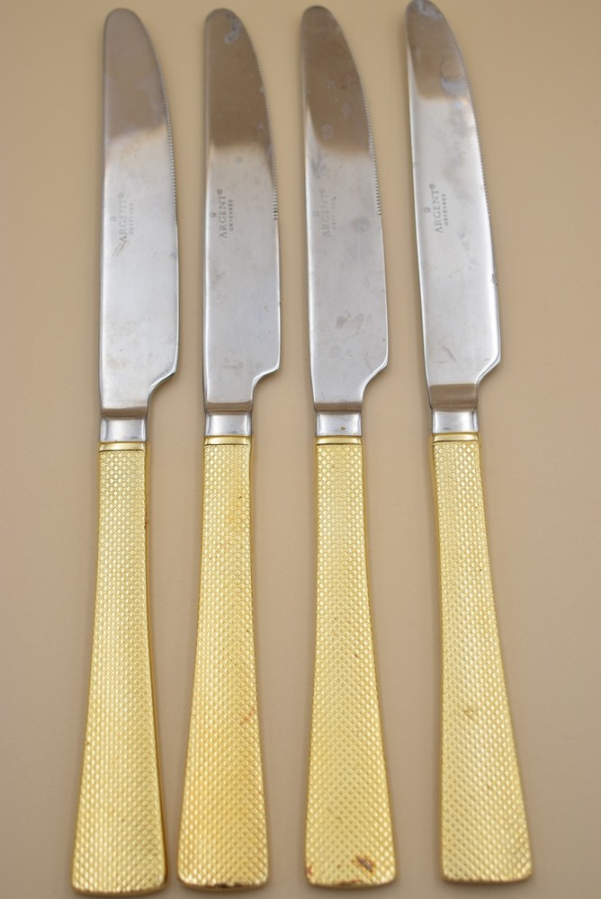Argent Orfevres 14pc Flatware Gold Tone Dotted