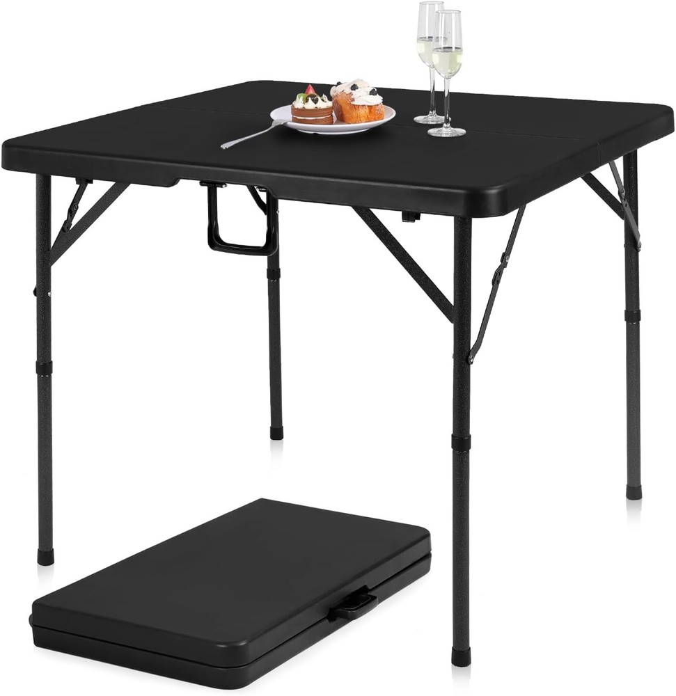 34" Folding Card Table Square Foldable Table Plastic Portable W/ Detachable Legs