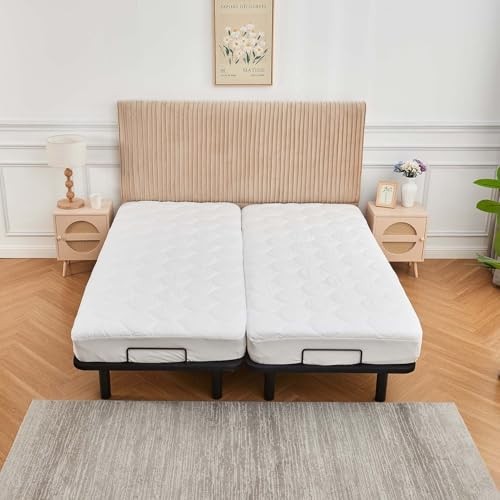 Quilted Mattress Topper Pad for Adjustable Bed Breathable Fitted Split King