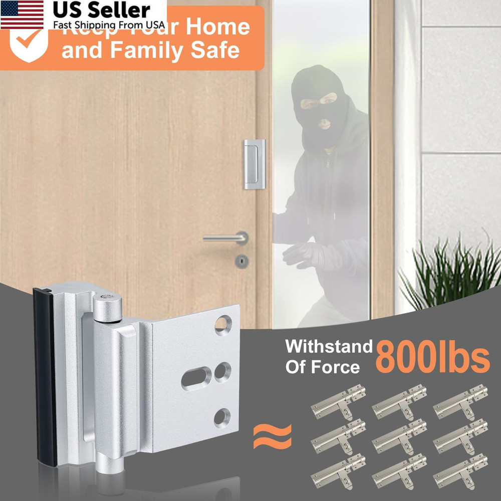 Husfunov 2 Pack Home Security Door Lock,Childproof 2Pack-Silver