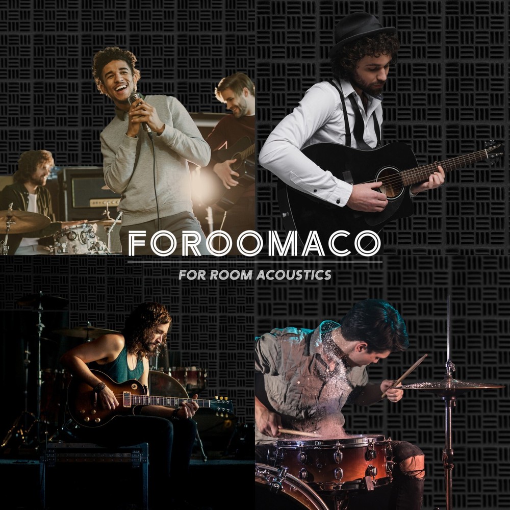 Foroomaco Grid Style Acoustic Panels - 12 Pack (Black)