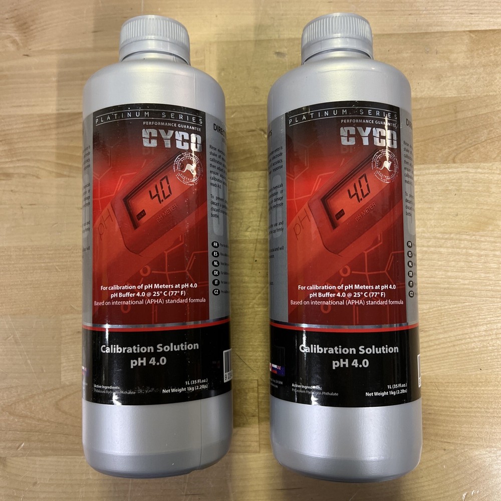 CYCO pH Calibration Solution Kit pH 4.0 1-Liter Bottles (2 PACK)