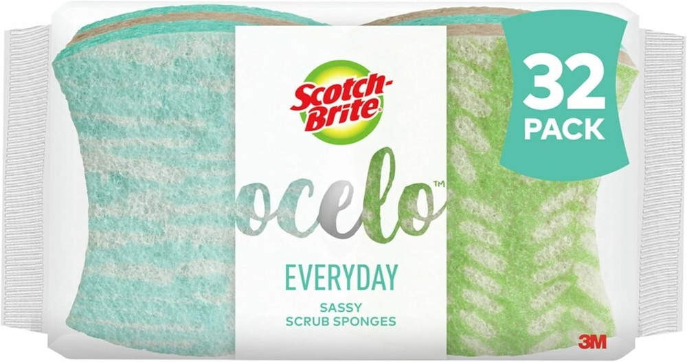 ocelo Non-Scratch Scrub Spons, Assorted Designs, 32 Spons
