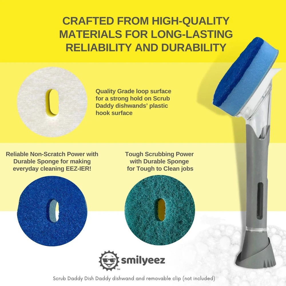 Smilyeez Blue Non-Scratch Sponge Refill for use with Dish Daddy® – (10 Pack)