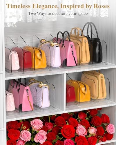 2-Pack Rose Purse Organizers for Closet, Adjustable Large Large-2-Pack Clear