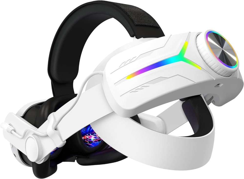 LED RGB Adjustable VR Headset Strap Bundle for Meta Quest 3 w/Battery 8000mAh