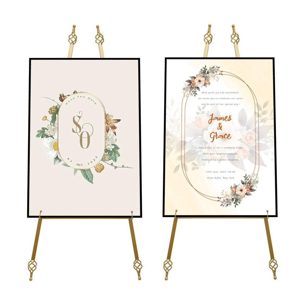 2-Pack Adjustable Steel Easel Stands 90×48cm for Posters & Frames