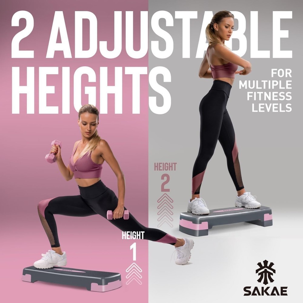 Adjustable Height Aerobic Stepper Set, Multiple Bundle Options with Dumbbells...