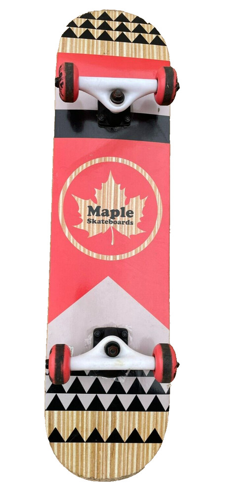 Maple Skateboard 31" x 7-1/2" Complete Board, w/ Maple 53 Wheels
