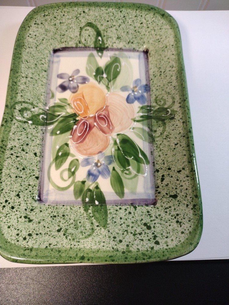 Ceramic Handmade and Painted Floral Dish Great for Easter Candy Spring Decor