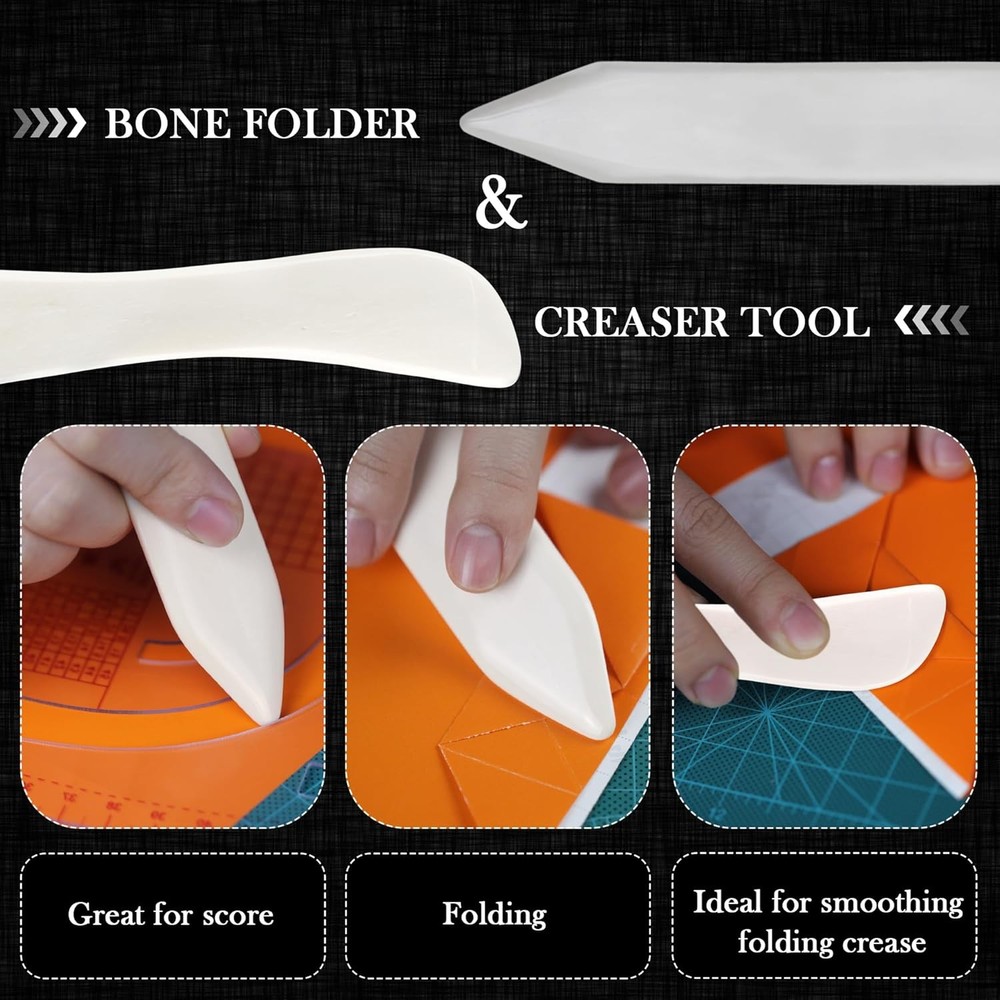Bone folder and creaser tool 2 pack for paper and leather crafts