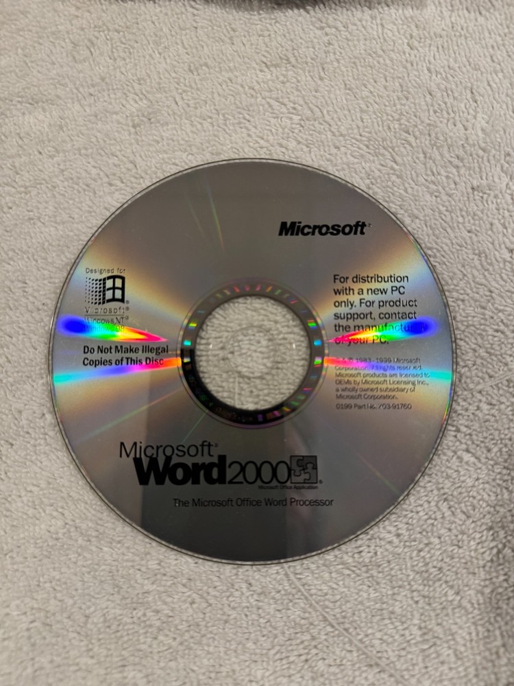 Microsoft Word 2000 - CD Only - NO SERIAL #!!!!