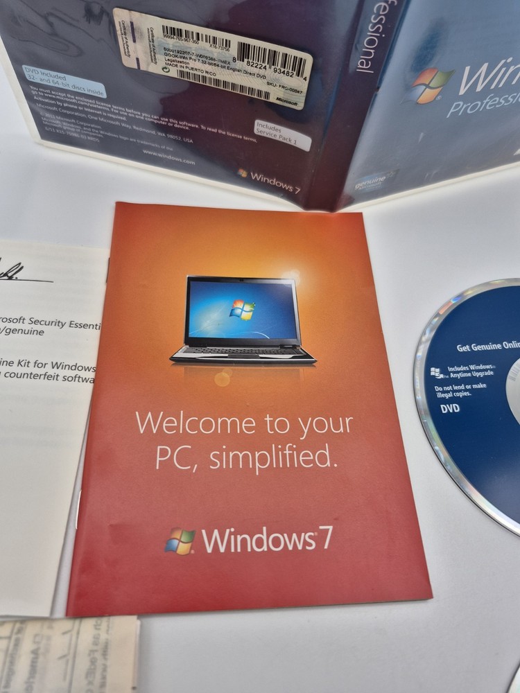 Microsoft Windows 7 Professional 32 Bit and 64 Bit Discs Genuine Online Kit