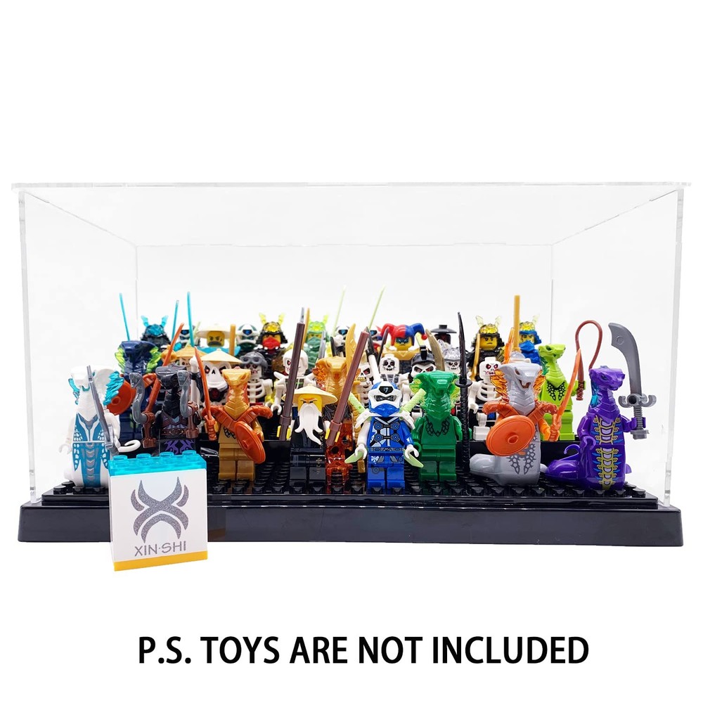 Display Case for Minifigure Action Figures Blocks, Box Storage Black