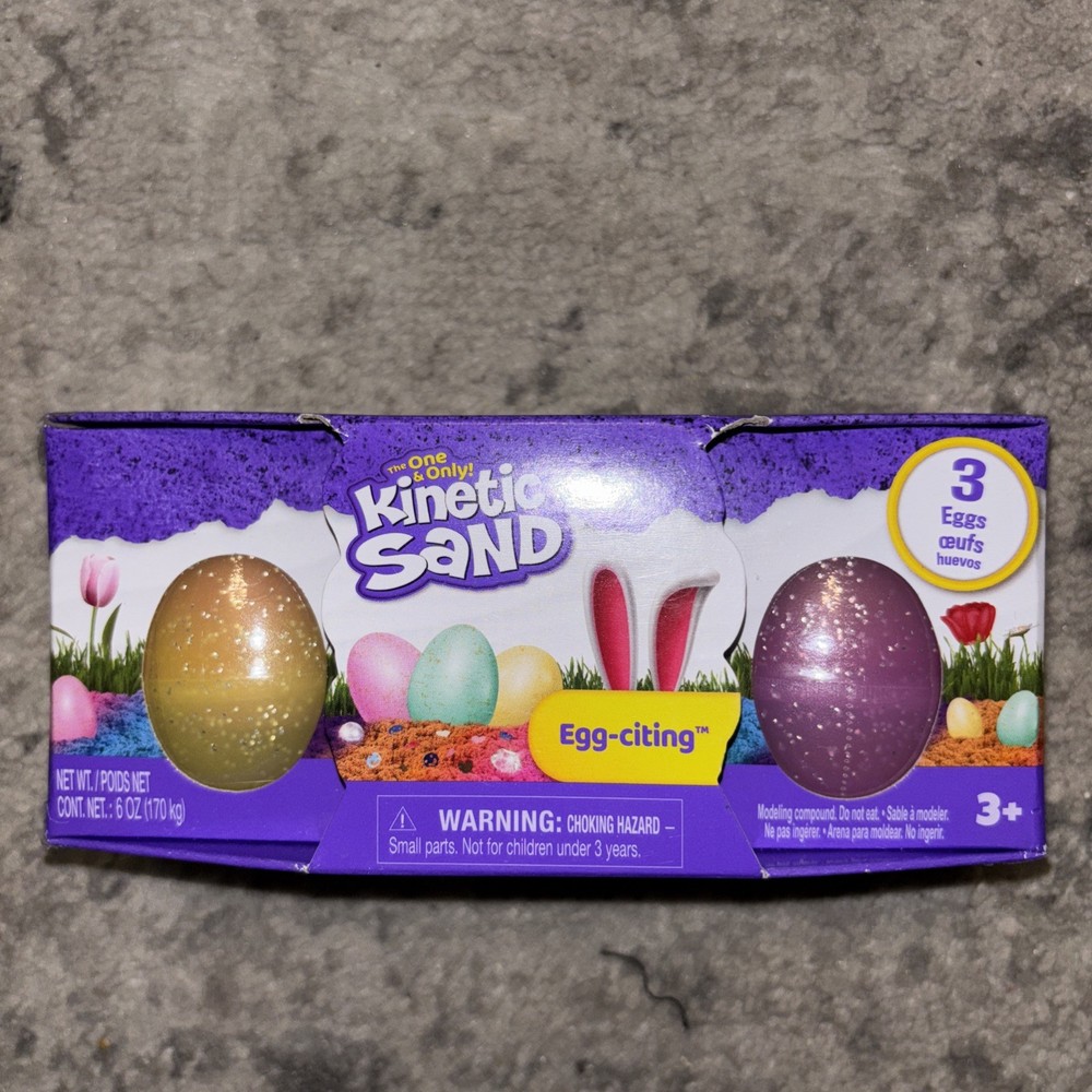 New/Sealed Spin Master Easter Kinetic Sand "Egg-Citing" 3 Pack Eggs 6 oz Total