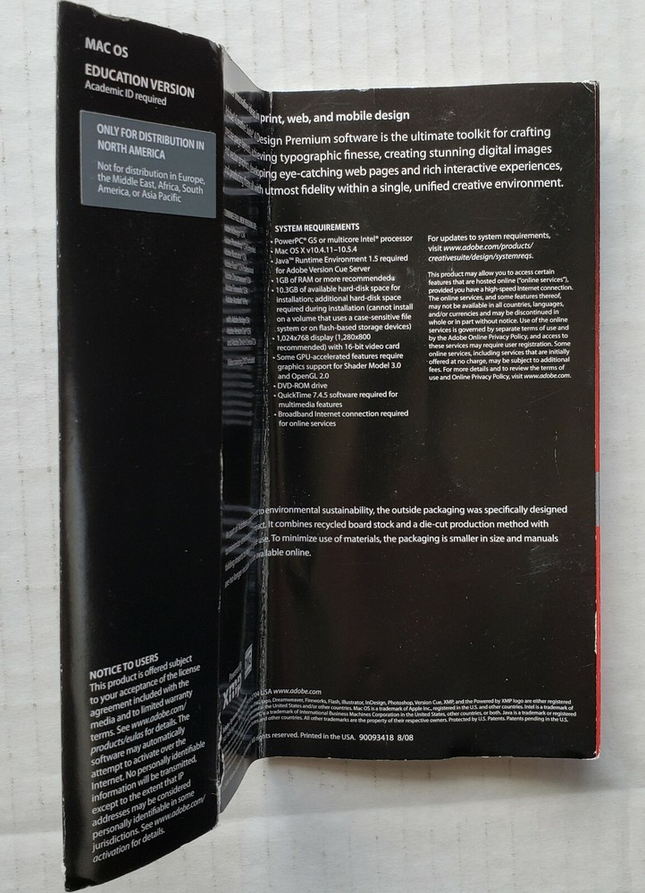 Adobe Creative Suite 5 Web Premium CS5 + CS4 + Photoshop 5.0 Preowned MacPro