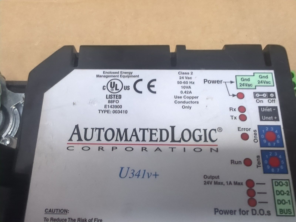 Automated Logic U341V+ BACnet MS/TP Controller - NG D1F