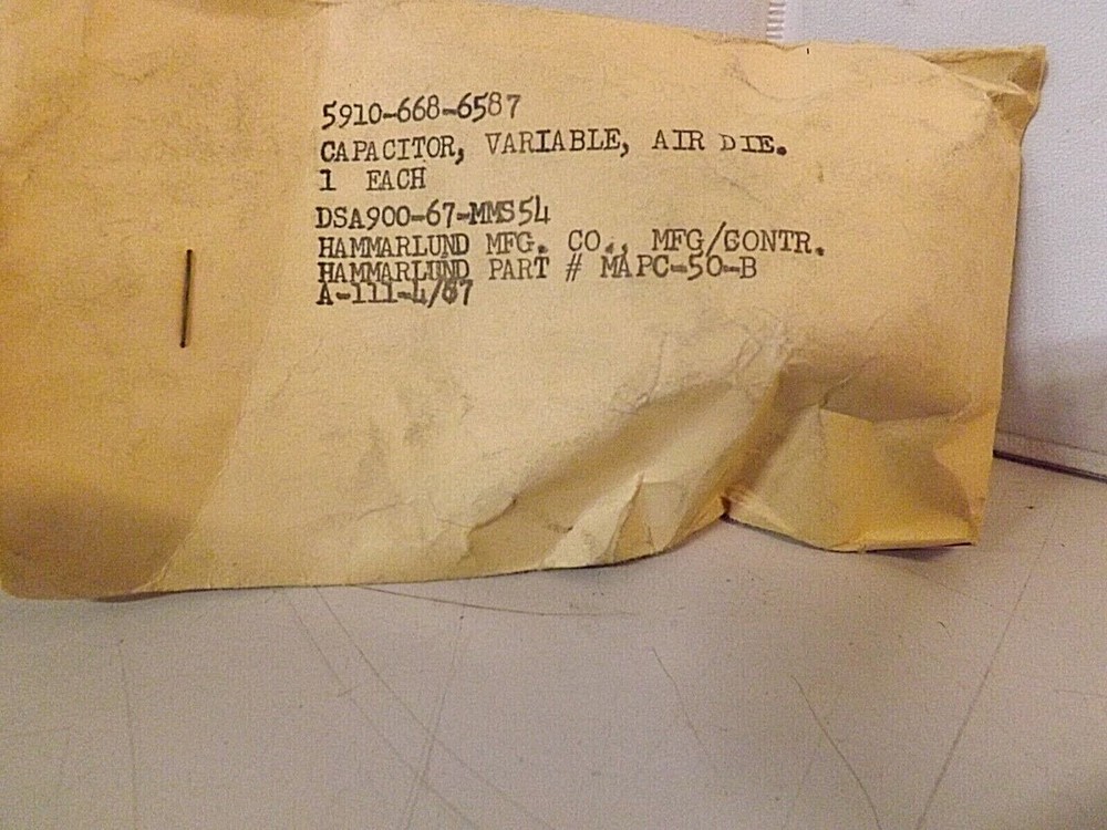 Capacitor,Variable,Air Die,Hammarlund Mfg. Co. pn. MAPC-5-B