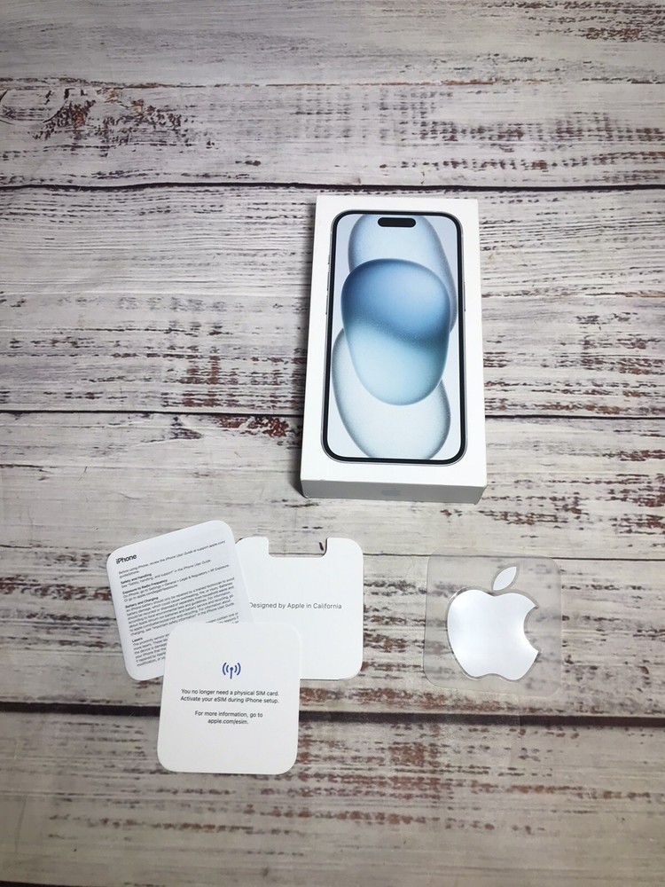 EMPTY Box ONLY Apple iPhone 15 Blue 128GB A2847 Sticker