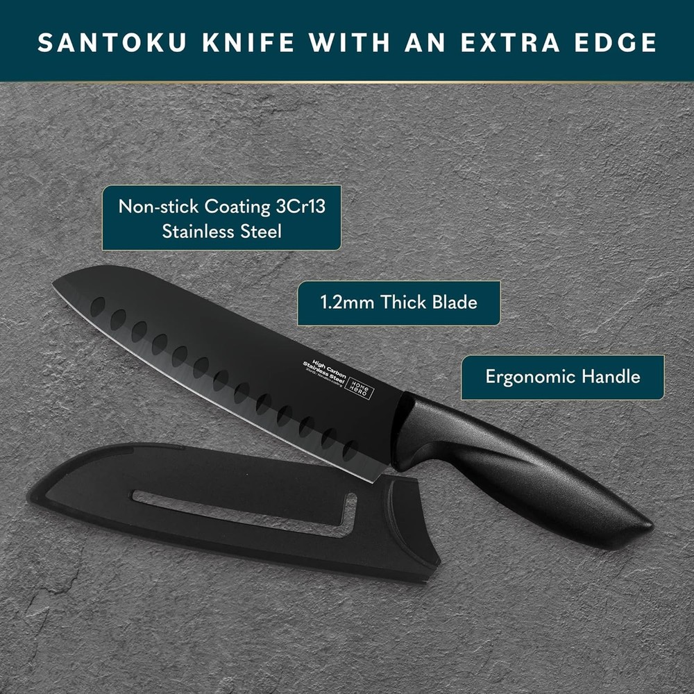 Razor-Sharp Santoku Knife & Protective Sheath - Multi-Purpose Kitchen Essential