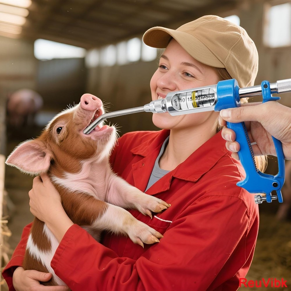 30ML Adjustable Veterinary Metal Feeding Gun, Continuous Drench Gun Continuous D