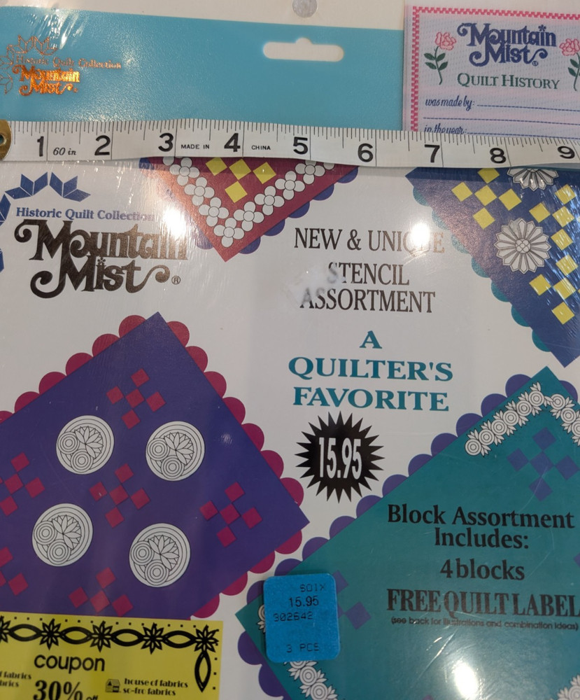 Mountain Mist 4 Block Stencil Assortment Quilting Patterns SIP