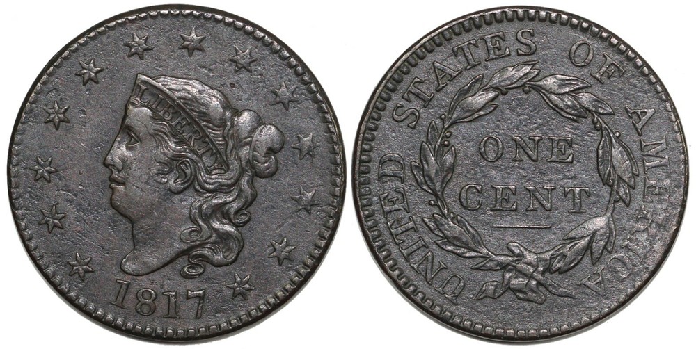 1817 1c N-17 Coronet or Matron Head Large Cent