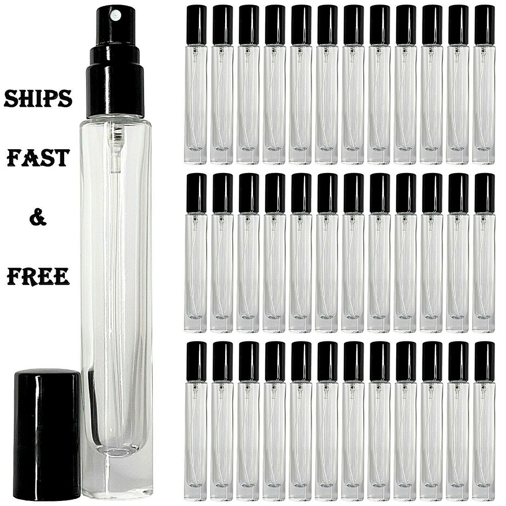 10ml 0.34oz empty perfume cylinder thick glass spray bottle black atomizer