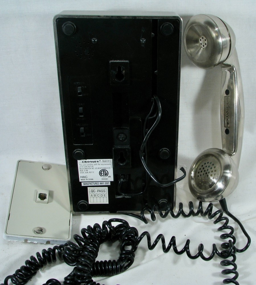 Crosley 302 Retro Wall Phone Brushed Chrome Push Button