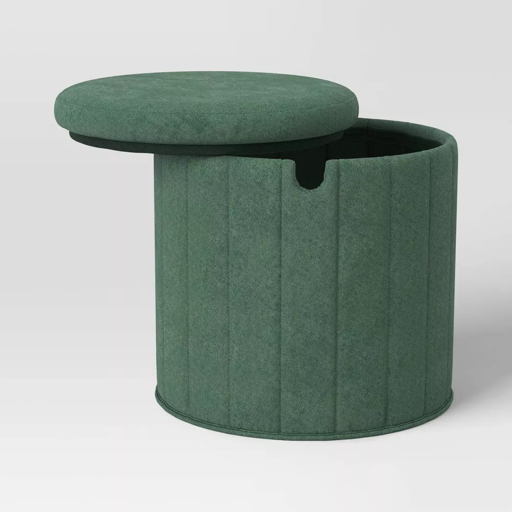 Folding Round Storage Ottoman Green - Room Essentials