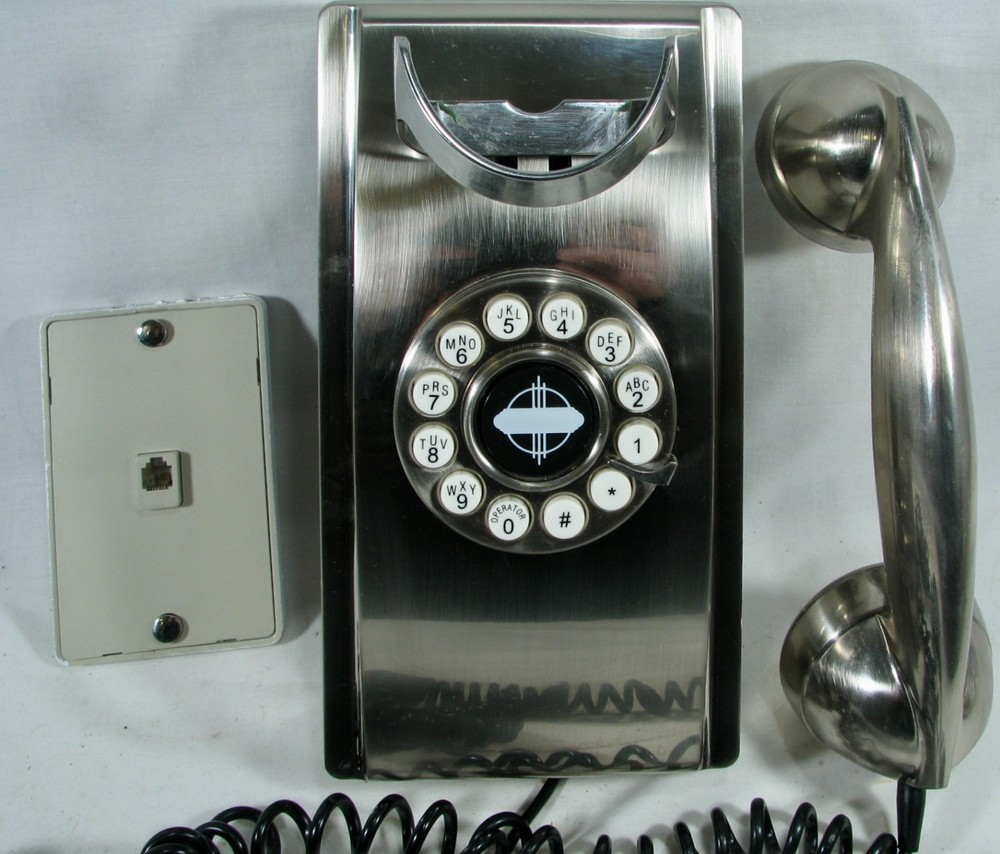 Crosley 302 Retro Wall Phone Brushed Chrome Push Button