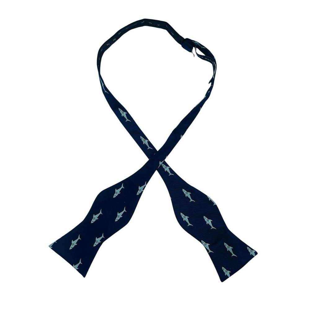 Tommy Hilfiger Men’s Shark Pattern Blue Silk Bow Tie