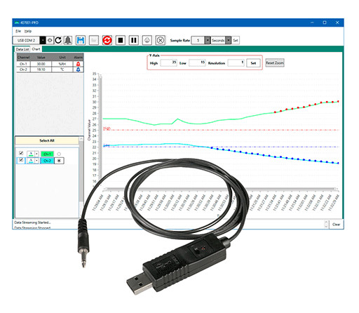 Extech 407001-PRO: DATA ACQUISITION SOFTWARE & CABLE
